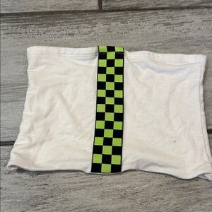 Motocross Sexy Women’s Racing White Tube Top Costume w/ Green Checkered Strap XS